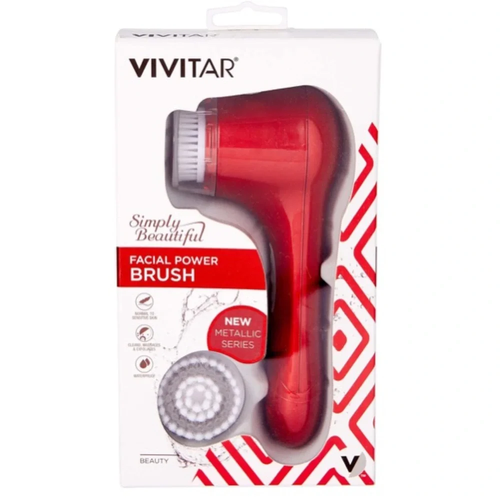 Vivitar Battery Operates Facial Power Brush in Metallic Red